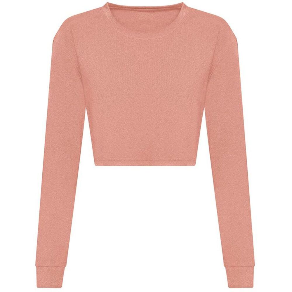 Awdis Womens/Ladies Long-Sleeved Crop T-Shirt / Dusty Pink